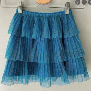 Hanna Andersson Glitter Shimmer Tiered Tulle Skirt Teal Blue Girl's 130 US 8